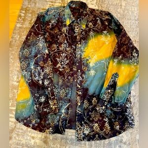 Indigo Palms Tommy Bahama Button Down Shirt Men's XXL Multicolor Long Sleeve